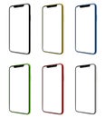 Mock-up smart phone empty screen color set on the white background Royalty Free Stock Photo