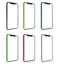 Mock-up smart phone empty screen color set on the white background Royalty Free Stock Photo