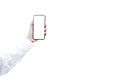 Mock-up smartphone blank screen , Close-uphand holding blank screen smartphone Royalty Free Stock Photo