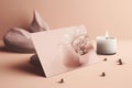 A mock-up of a spa gift card with a soft pink background. Spa still life concept Royalty Free Stock Photo