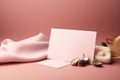 A mock-up of a spa gift card with a soft pink background. Spa still life concept Royalty Free Stock Photo