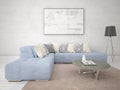 Mock up a stylish living room with a comfortable corner sofa. Royalty Free Stock Photo