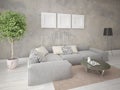 Mock up a stylish living room with a comfortable corner sofa. Royalty Free Stock Photo