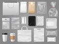 Mock up for take away. Packaging food containertea and paper bag, disposable cup for branding coffee shop or cafe vector