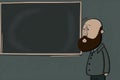 Mock up a teacher standing near a black board, talking in a lesson at school. tutor leads a math class for students. Education Royalty Free Stock Photo