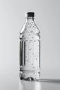 mock up of transparent full glass bottle for mineral water on white isolated background. Blank template for packaging Royalty Free Stock Photo