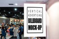 Mock up vertical signboard at the clothing store Royalty Free Stock Photo