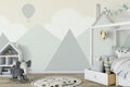 Mock up wall in child room interior. Interior scandinavian style. 3d rendering, 3d illustration