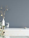 Mock up wall Christmas interior. Scandinavian style. Wall art. 3d rendering, 3d illustration Royalty Free Stock Photo