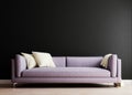 Mock up wall in iris violet modern interior background, living room, Scandinavian style