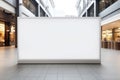 Mock up. White blank horizontal billboard, advertising stand in modern shopping mall Royalty Free Stock Photo