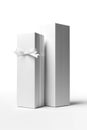 mock-up of white cardboard rectangular packaging boxes, on a light background Royalty Free Stock Photo