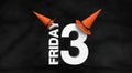 Mock up of white Friday thirteen text with orange halloween witch hats