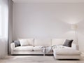 Mock up white wall modern living room interior