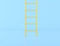 Mock up of yellow ladder in blue wall,minimal, Concept idea of successful by using stair for climb up, 3D rendering