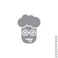 Mocking Funny Humor Emoticon boy, man Icon Vector Illustration. Style. gray on white