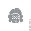 Mocking Funny Humor Emoticon girl, woman Icon Vector Illustration. Style. gray on white