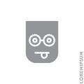 Mocking Funny Humor Emoticon Icon Vector Illustration. Style. Gray on white