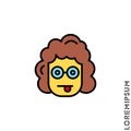 Mocking Funny Humor Emoticon yellow girl, woman Icon Vector Illustration.