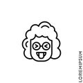 Mocking Funny Humor Eyes Closed Emoticon girl, woman Icon Vector Illustration. Outline