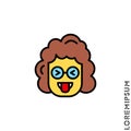 Mocking Funny Humor Eyes Closed yellow Emoticon girl, woman Icon Vector Illustration