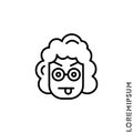 Mocking teasing and angry girl, woman icon. showing tongue and frowning eyebrows Emoticon Icon Vector Illustration. Outline