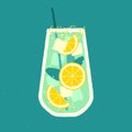 Mocktail with lemon. Cool drink with gin tonic. Non-alcoholic tropical cocktail
