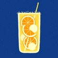 Mocktail with orange. Cool drink with ice balls. Aperol. Alcohol citrus tropical cocktail Royalty Free Stock Photo