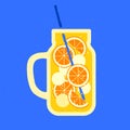 Mocktail with orange fruit. Juicy non-alcoholic with Aperol and ice balls Royalty Free Stock Photo