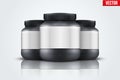 Mockup Background of Sport Nutrition Container. Whey Protein and Gainer. Royalty Free Stock Photo