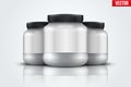 Mockup Background of Sport Nutrition Container. Whey Protein and Gainer. Royalty Free Stock Photo