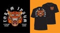Balinese tiger head traditional tattoo poster and t-shirt design