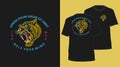 Tiger neon vintage outline design for t-shirt black