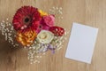 Lovely Mockup With A Colorful Bouquet And A Vertical Card