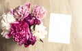 Beautiful Mockup With Elegant Peony Flowers And A Vertical Card