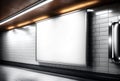 Mockup of billboards, posters, blank white screens and leds in subway stations for advertising. Royalty Free Stock Photo