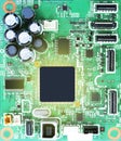 Mockup black central processing unit on printed circuit board with gold light effect Royalty Free Stock Photo