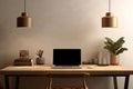 Illustration of a black laptop screen mockup on a desk Royalty Free Stock Photo