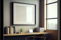 Mockup of black frame in office interior Royalty Free Stock Photo