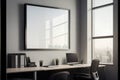 Mockup of black frame in office interior Royalty Free Stock Photo