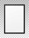 Mockup black frame photo. Shadow on wall. Mock up artwork picture framed. Vertical boarder. Empty board a4 photoframe. Modern styl