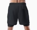 Mockup of black undershorts with elastic underpants compression line, sportswear with elasticated waist, for design, pattern