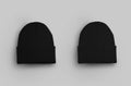 Mockup of black winter beanie isolated on background. Set