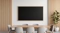 Mockup blackboard on conference room wall, ai generated Royalty Free Stock Photo
