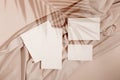 Mockup of blank cards and envelopes over neutral beige background