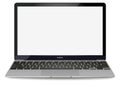 Mockup with blank screen - front view.Open laptop with blank screen isolated on transparent background