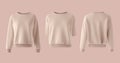 A mockup of a blank sweatshirt in front and back, 3D rendering, 3D illustration Royalty Free Stock Photo