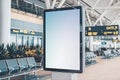 mockup Blank white billboard mockup at an airport terminal for advertisement ad Royalty Free Stock Photo