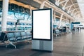 mockup Blank white billboard mockup at an airport terminal for advertisement ad Royalty Free Stock Photo