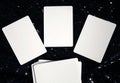 Mockup of 3 blank white tarot cards or learning cards and a deck with copy space